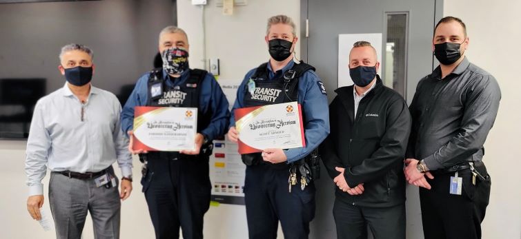 Winners of the Canadian Security Lifesaver Award at Coast Mountain Bus